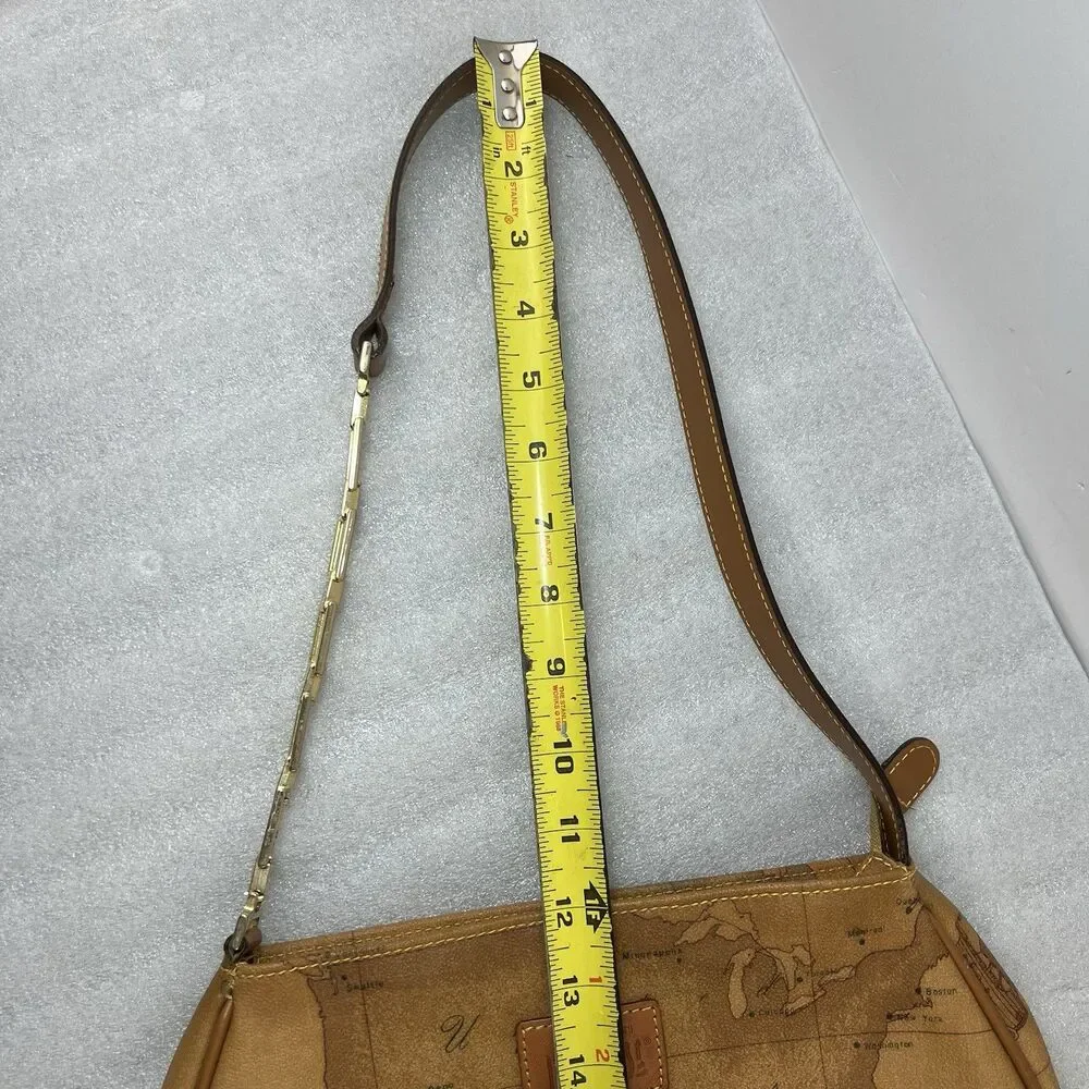 Alviero Martini 1A Classe Geo Map Print Coated Canvas Shoulder Bag Vtg Y2K - Picture 16 of 16